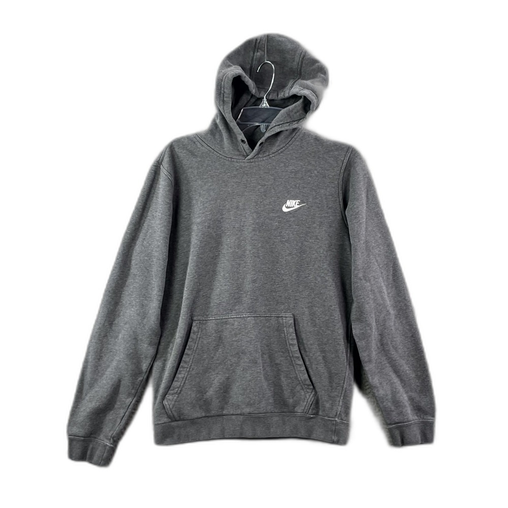 Nike Hoodie Mens Small Gray Fleece‎ Lined Swoosh Logo Camping Workout Athleisure